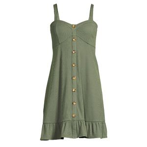 Staple Swing Buttoned Ribbed Dress Army Green M